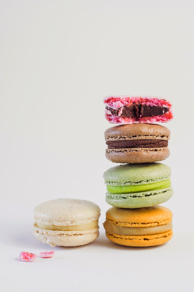 Photo gratuit tour macaron couleur pastel