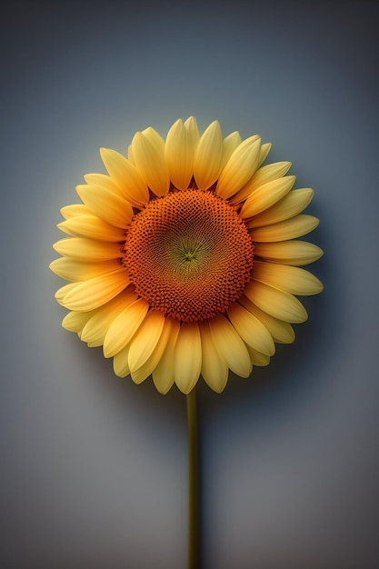 Un tournesol est représenté sur un fond gris.