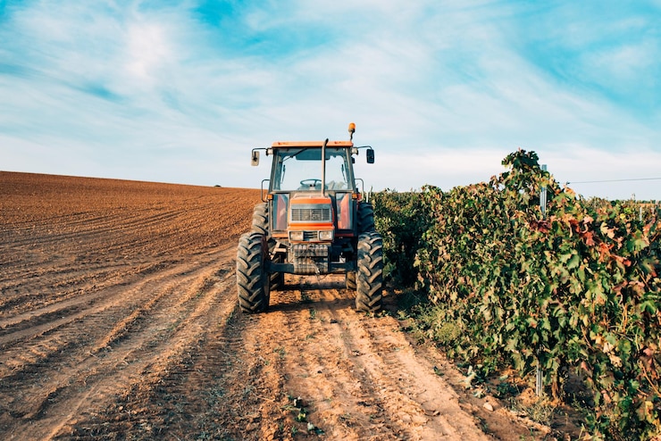 Photo gratuit tracteur dans une vigne