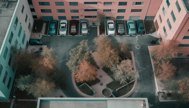 Photo gratuite trafic de gratte-ciel et pollution de la vie urbaine moderne générée par l'ia