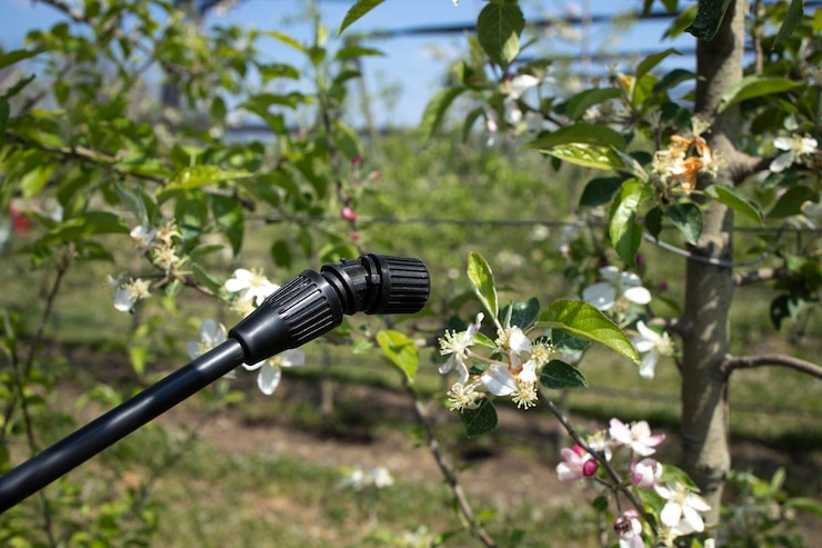 Photo gratuit traitement aux pesticides des plantes agricoles