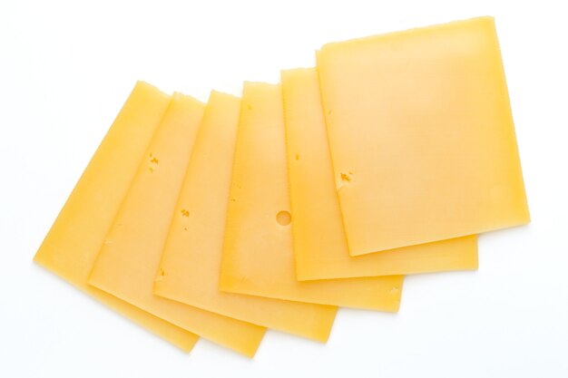 Tranche De Fromage Cheddar Isolé Sur Le Blanc | Photo Premium