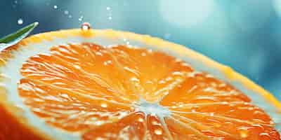 Photo gratuite une tranche juteuse d'orange avec des gouttelettes en suspension dans l'air