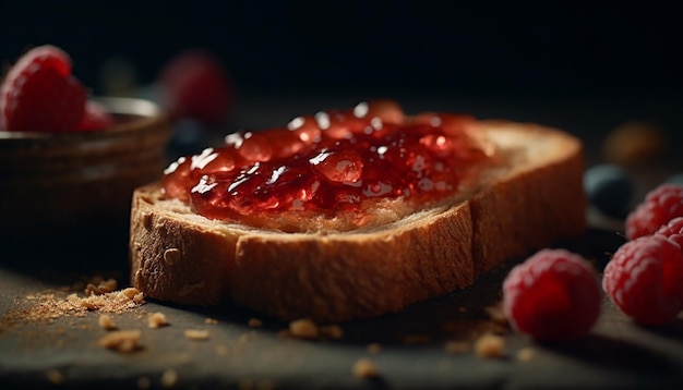 Photo gratuite une tranche de pain avec de la confiture dessus