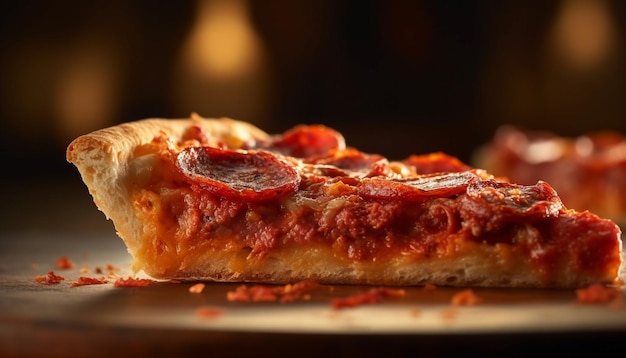 Photo gratuite une tranche de pizza avec du pepperoni dessus