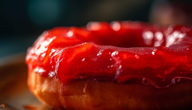 Photo gratuite tranche de tarte sucrée avec des garnitures de baies fraîches générées par l'ia