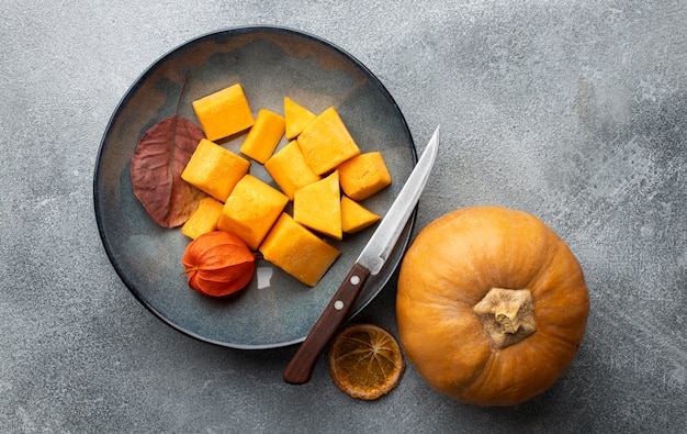 Tranches de citrouille à plat