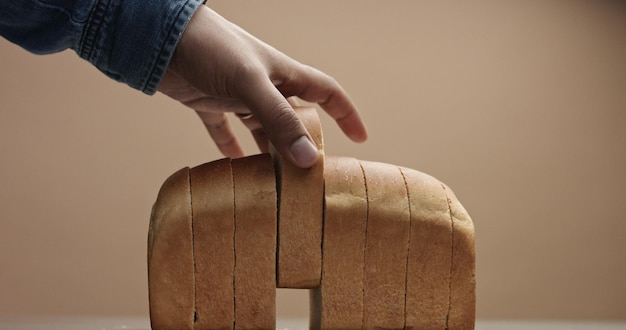 Tranches de pain montrant le gros plan de la texture du pain