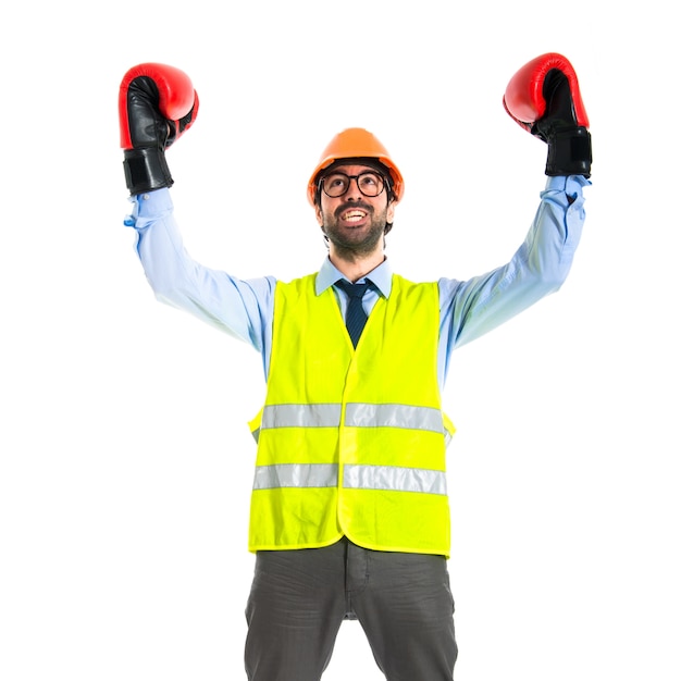 Photo gratuite travaillé avec des gants de boxe