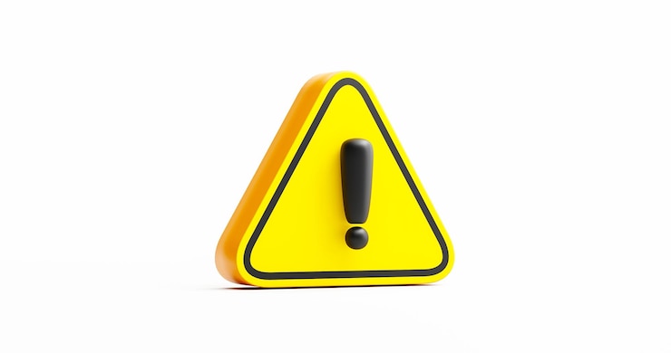 Le triangle jaune est un signe d'avertissement, un symbole de danger, une précaution, un risque, une icône de circulation, un arrière-plan, un rendu 3D.