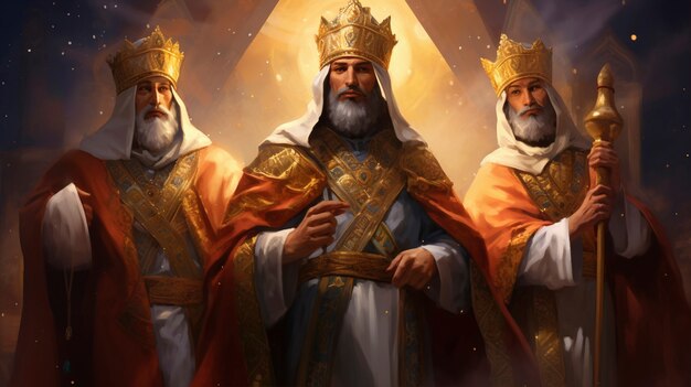 Trois rois avec des couronnes