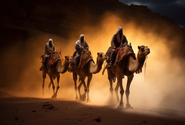 Les trois sages à cheval sur des chameaux