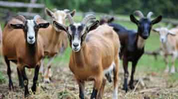 Photo gratuite un troupeau de chèvres photoréaliste dans la nature
