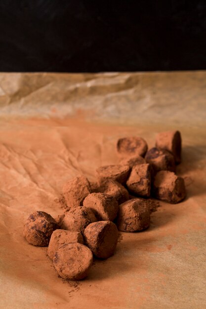Truffe au chocolat en poudre de cacao