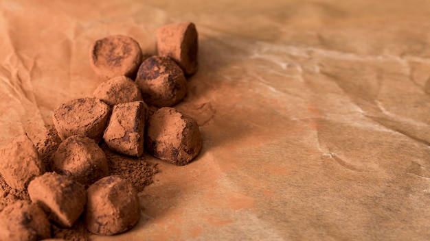 Truffe au chocolat en poudre de cacao