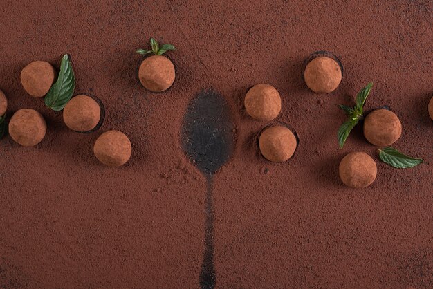 Truffes à plat avec cacao