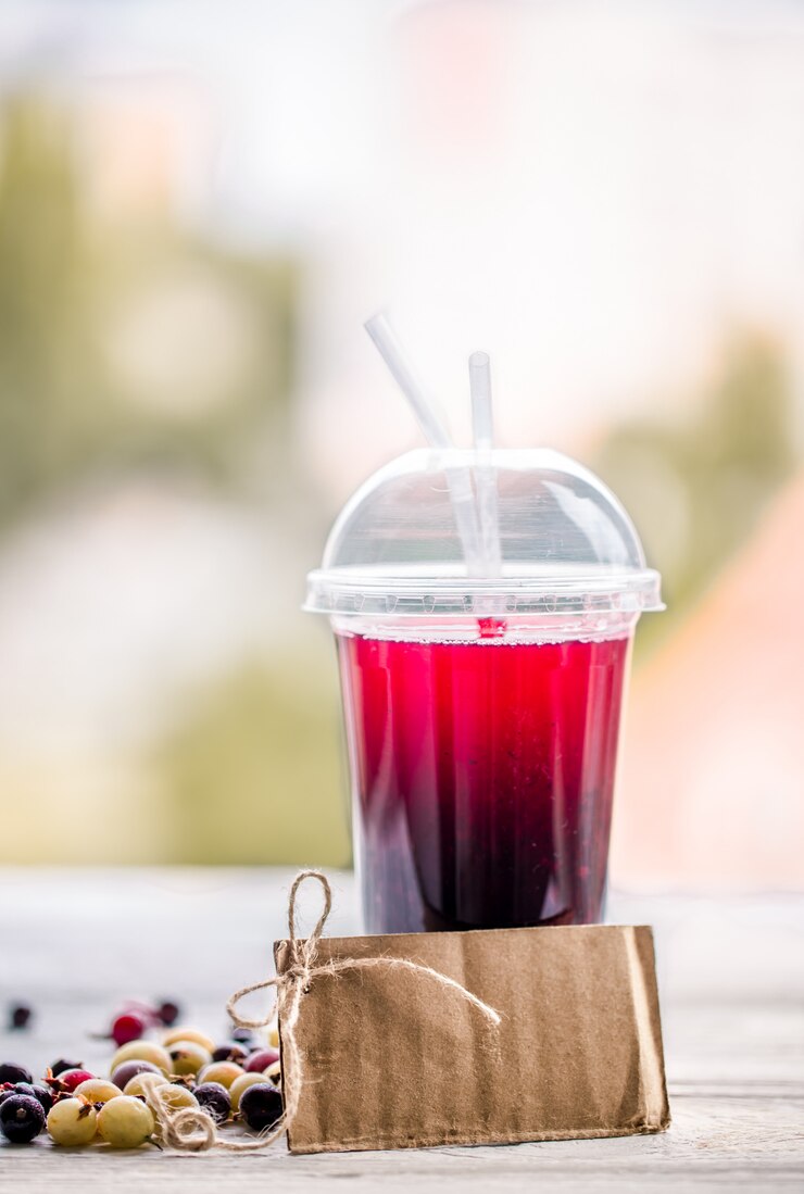 Photo gratuit un tube en verre avec une boisson aux baies d'été