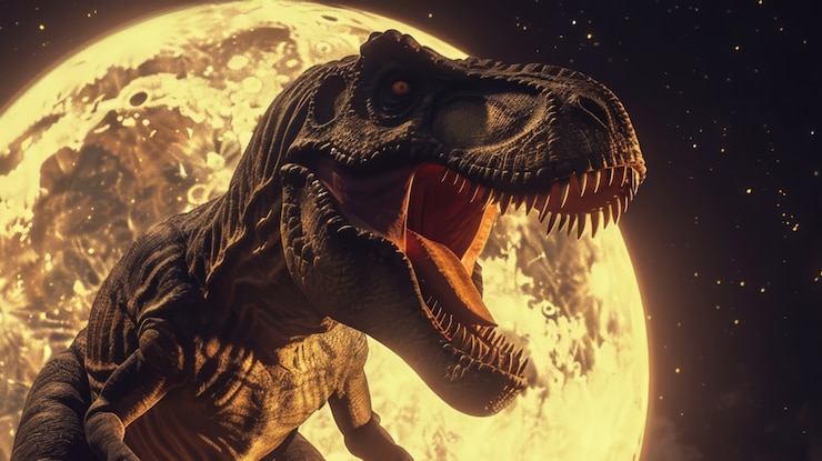 Photo gratuit le tyrannosaurus rex à l'état sauvage