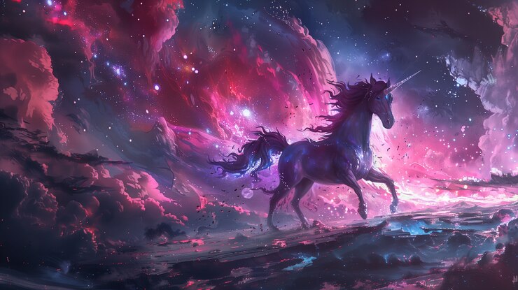 Photo gratuit unicorne fantastique avec un style d'art numérique