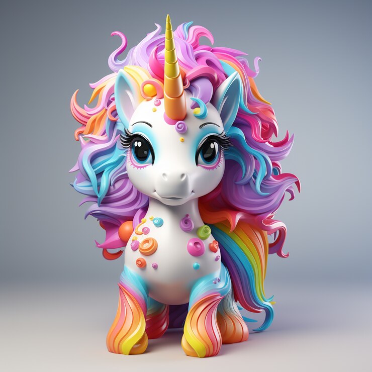 Photo gratuit unicorne mythique en 3d pour enfants dans le style d'une figurine