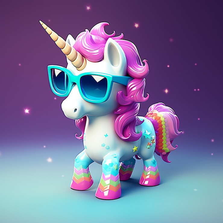 Photo gratuit unicorne mythique en 3d pour enfants dans le style d'une figurine