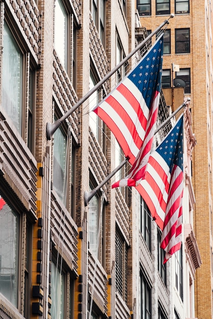 USA flags on building