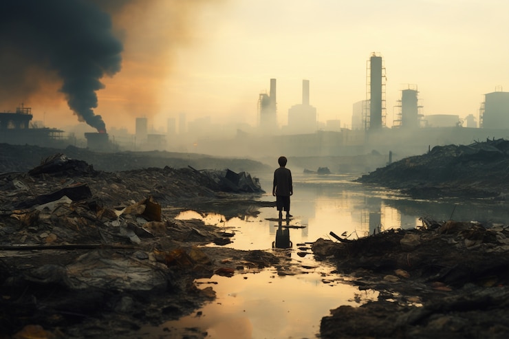 Usine produisant de la pollution au co2