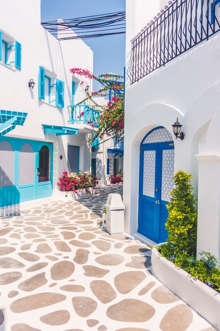 Photo gratuit vacances grèce maison traditionnelle blanche