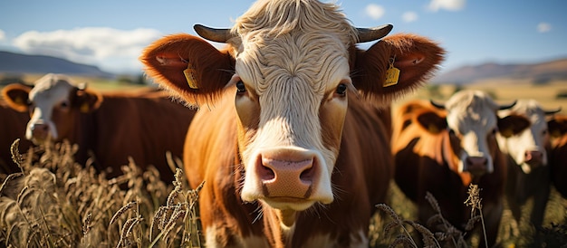 Vaches paissant dans un pré par une journée d'été ensoleillée