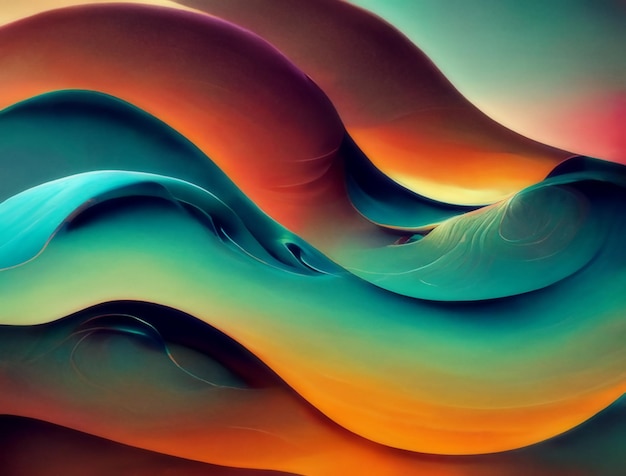 Photo gratuite vagues abstraites 3d pour fond d'écran coloré