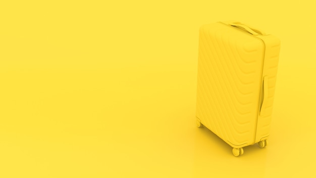 Valise 3d jaune sur fond jaune