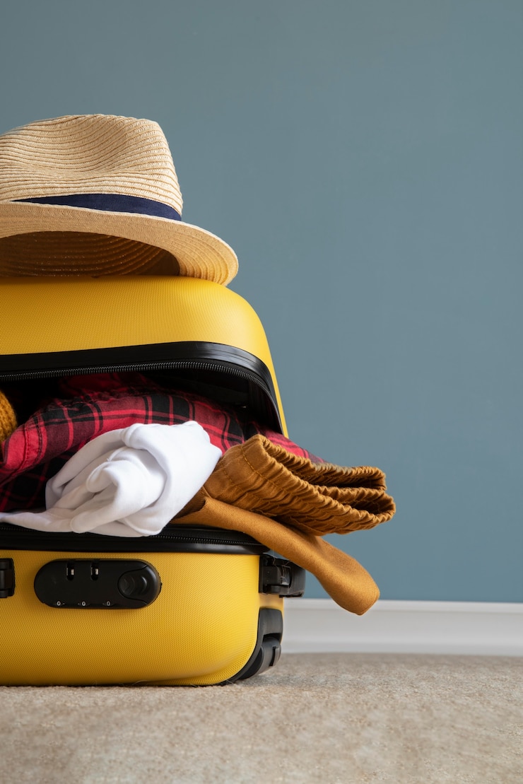 Photo gratuit valise de voyage et emballage des préparatifs
