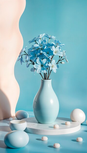 Vase aux couleurs chaudes avec des fleurs