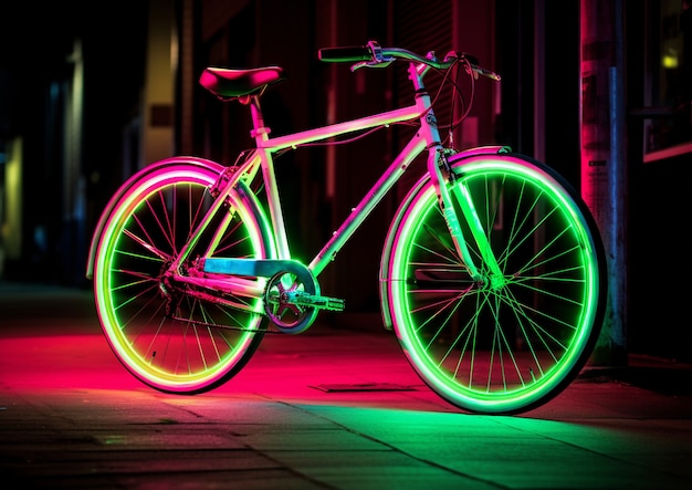 Vélo lumineux à l'extérieur