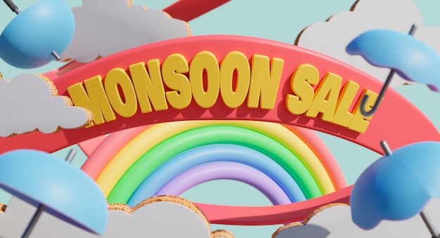 Photo gratuite vente de la saison de la mousson 3d