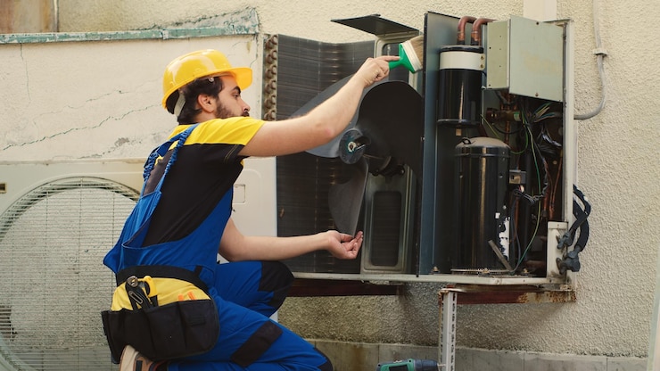 Photo gratuit ventilateur de soufflage de poussière pour ingénieur hvac
