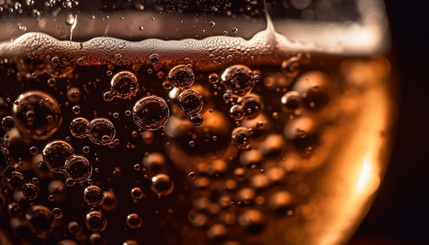 Un verre de bière avec des bulles dedans