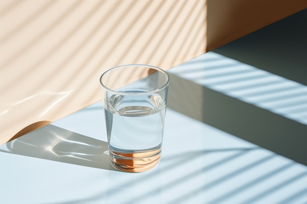 Photo gratuite verre d'eau avec des ombres