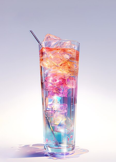 Un verre futuriste aux couleurs vives avec un cocktail de soda