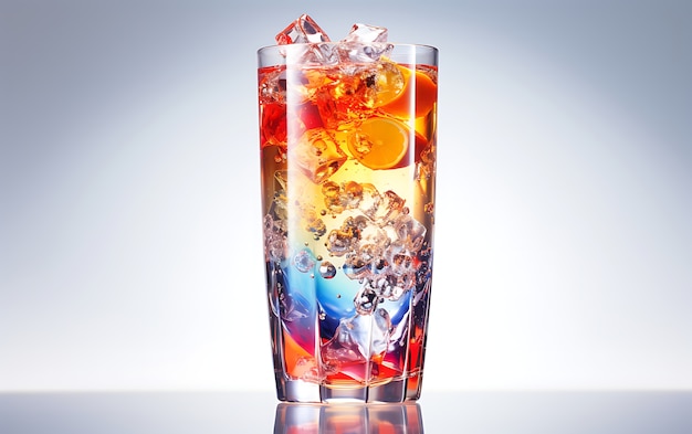 Un verre futuriste aux couleurs vives avec un cocktail de soda