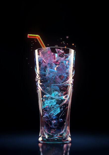 Photo gratuite un verre futuriste aux couleurs vives avec un cocktail de soda