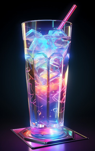 Photo gratuite un verre futuriste aux couleurs vives avec un cocktail de soda