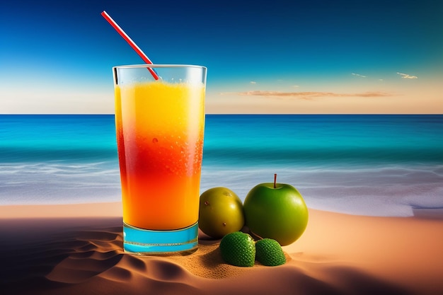 Photo gratuite un verre de jus d'orange avec une paille à côté