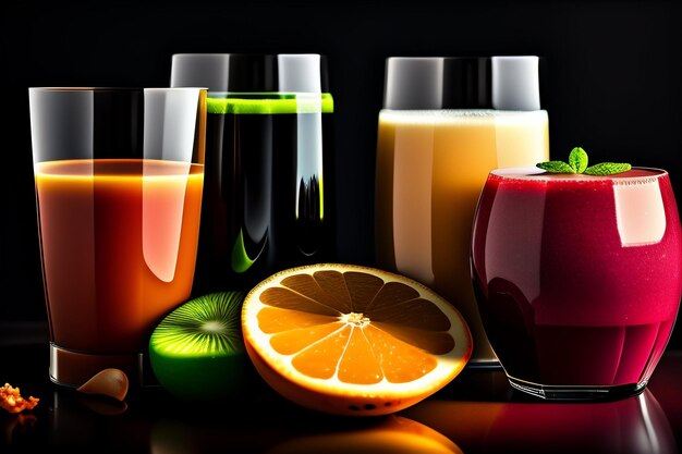 Un verre de jus avec une tranche d'orange dessus