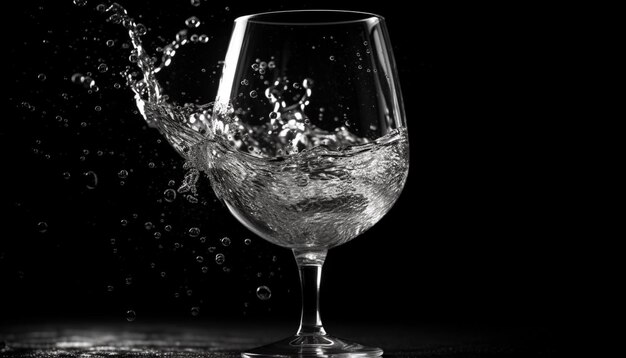 Verre à vin en cristal avec un liquide d'alcool rouge foncé généré par l'IA