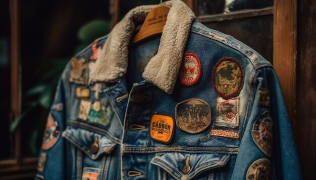 Veste en cuir et jeans en denim élégance décontractée générée par l'IA