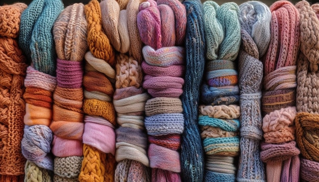 Vêtements en laine multicolores dans un magasin de détail générés par l'IA