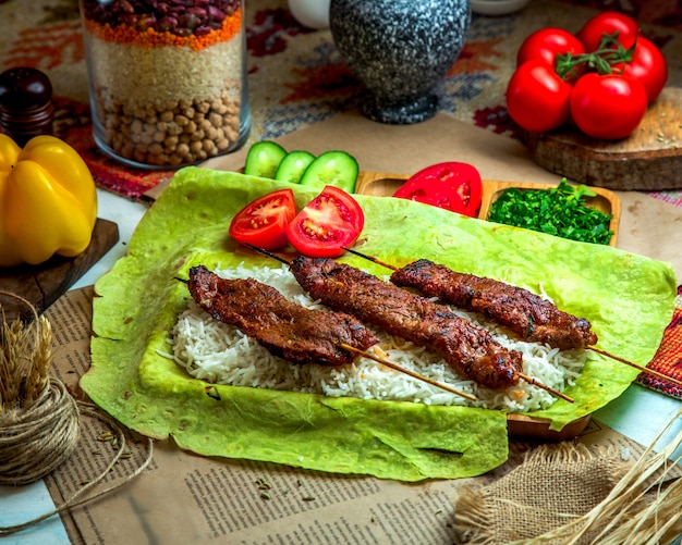 Photo gratuite viande frite sur bâton