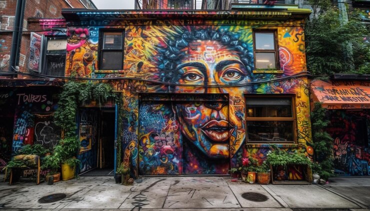 Photo gratuit la vie urbaine animée illumine la fresque traditionnelle du festival générée par l'ia