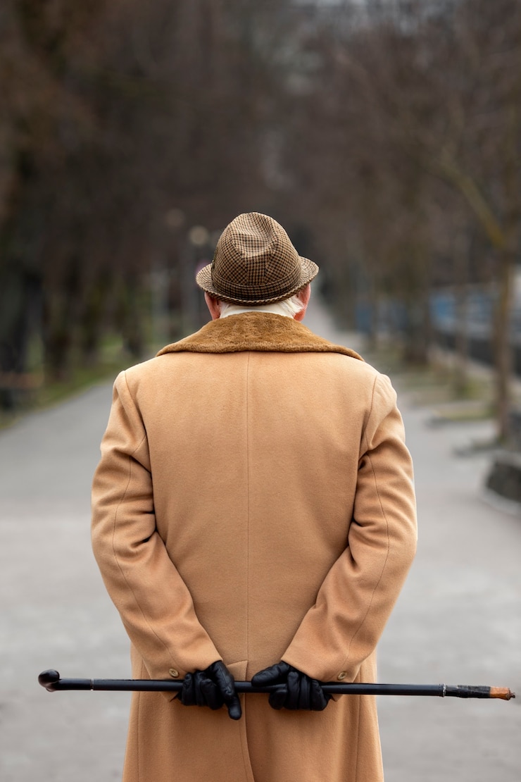 Photo gratuit vieil homme portant un chapeau vue de dos
